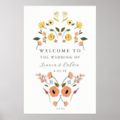 Elegant Boho Floral Wedding Welcome Sign Poster (Vorne)