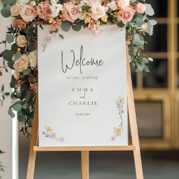 Elegant Boho Floral Welcome Calligraphy Wedding