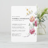 Elegant Boho Floral Wildblume Brautparty Einladung (Stehend Vorderseite)