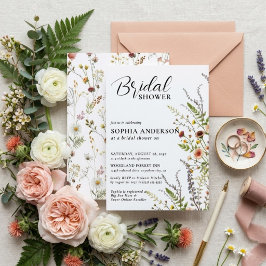 Elegant Boho Floral Wildblume Brautparty Einladung