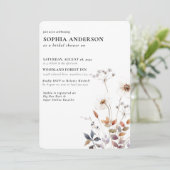 Elegant Boho Floral Wildblume Brautparty Einladung (Stehend Vorderseite)