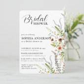Elegant Boho Floral Wildblume Brautparty Einladung (Stehend Vorderseite)