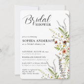 Elegant Boho Floral Wildblume Brautparty Einladung (Vorderseite)