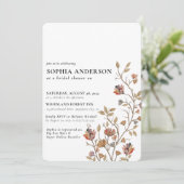 Elegant Boho Floral Wildblume Brautparty Einladung (Stehend Vorderseite)