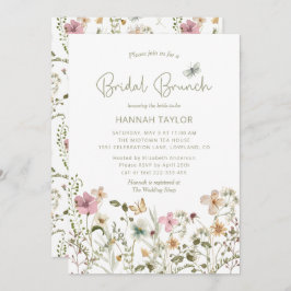 Elegant Boho Floral Wildblume Bridal Brunch Einladung