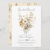 Elegant Boho Floral Wildblume Bridal Brunch Einladung (Vorne/Hinten)