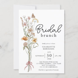Elegant Boho Floral Wildblume Bridal Brunch Einladung
