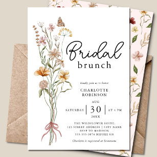 Elegant Boho Floral Wildblume Bridal Brunch Einladung