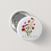 Elegant Boho Floral Wildblume Button (Vorne & Hinten)