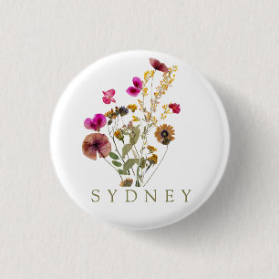 Elegant Boho Floral Wildblume Button