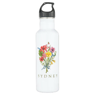 Elegant Boho Floral Wildblume Edelstahlflasche