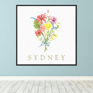 Elegant Boho Floral Wildblume Leinwanddruck