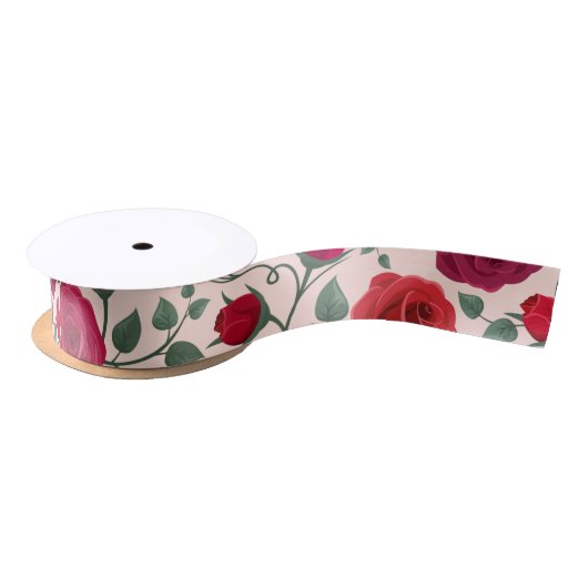 Elegant Boho Floral Wildblume Red Satinband (Spule)