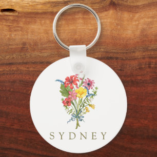 Elegant Boho Floral Wildblume Schlüsselanhänger