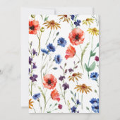 Elegant Boho Floral Wildblume Wedding Einladung (Rückseite)