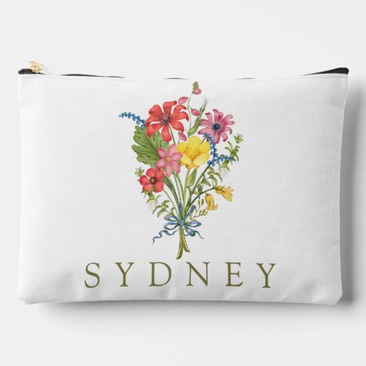 Elegant Boho Floral Wildblume Zubehörtasche (Vorderseite)