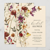 Elegant Boho Floral Wildblumen Brautparty Einladung (Vorne/Hinten)