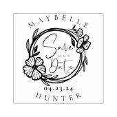 Elegant Boho Floral Wreath Save the Date Gummistempel (Prägung)
