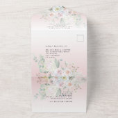 Elegant Boho Florals Eucalyptus Dusty Rose Wedding All In One Einladung (Außenbereich)
