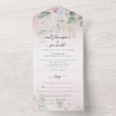 Elegant Boho Florals Eucalyptus Dusty Rose Wedding All In One Einladung (Innen Boden)