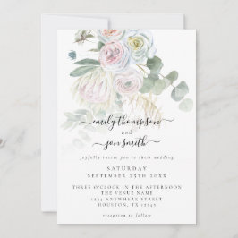Elegant Boho Florals Eucalyptus Pastel Wedding Einladung