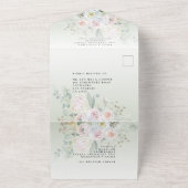 Elegant Boho Florals Eucalyptus Sage Wedding All In One Einladung (Außenbereich)