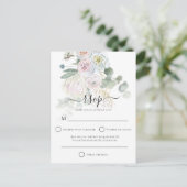 Elegant Boho Florals Eucalyptus Wedding RSVP Postkarte (Stehend Vorderseite)