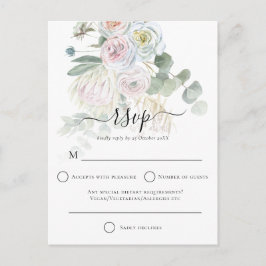 Elegant Boho Florals Eucalyptus Wedding RSVP Postkarte