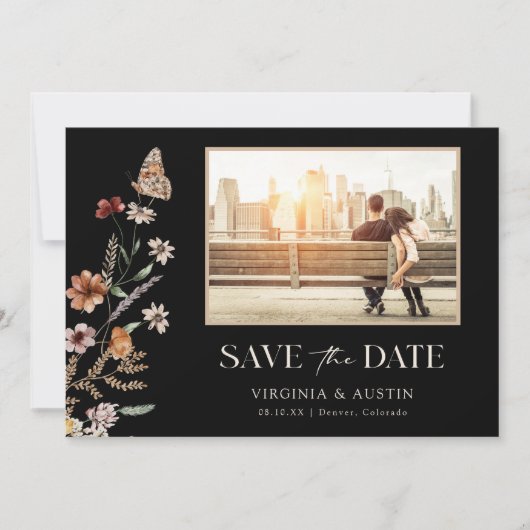 Elegant Boho Foto Save the Date (Vorderseite)