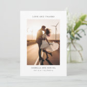 Elegant Boho Foto Wedding Dankeschön Card Dankeskarte (Stehend Vorderseite)