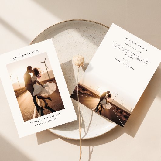 Elegant Boho Foto Wedding Dankeschön Card Dankeskarte