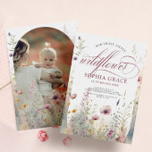 Elegant Boho Foto Wildblume 1. Geburtstag Einladung