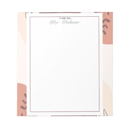 Elegant Boho Frame Teacher  Notizblock (Vorderseite)