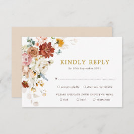 Elegant Boho Garden Blume Bouquet Wedding RSVP Karte