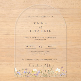 Elegant Boho Garden Wildblumen Hochzeit Acryleinladungen