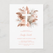 Elegant Boho Girl Floral Taufe Einladungspostkarte (Vorderseite)