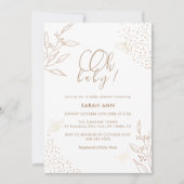 Elegant Boho Gold Blätter Butterfly Baby Shower Einladung (Vorderseite)