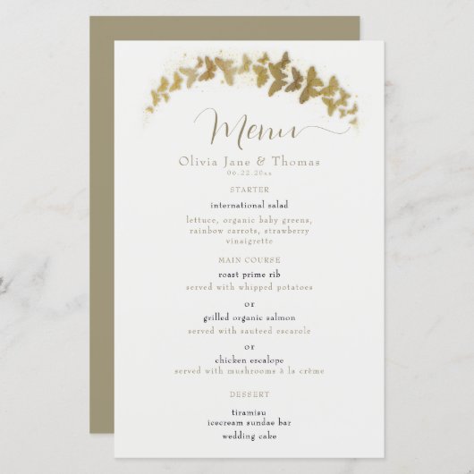 Elegant Boho Gold Butterfets Klassisches Hochzeitm (Vorne/Hinten)