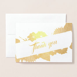 Elegant Boho Gold Floral Foto Hochzeit Vielen Dank Folienkarte