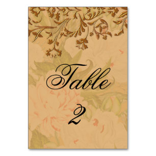 Elegant Boho Gold Scrolls und verblichene Peonies Tischnummer