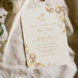 Elegant Boho   Goldene Herbsthochzeit Einladung