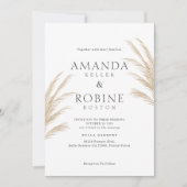 Elegant Boho Grass Wedding Einladung (Vorderseite)