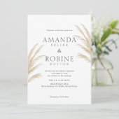Elegant Boho Grass Wedding Einladung (Stehend Vorderseite)