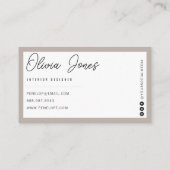 Elegant Boho Gray Branding Moderne, trendy einziga Visitenkarte (Rückseite)