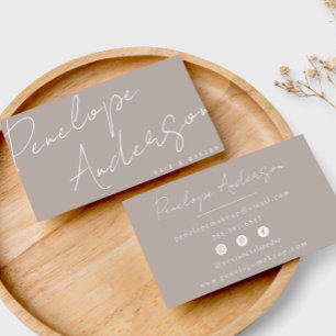 Elegant Boho Gray Neutral Chic Minimalistisch Mode Visitenkarte