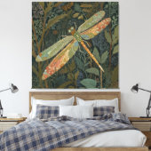 Elegant boho green dragonfly leinwanddruck (Insitu (Schlafzimmer))