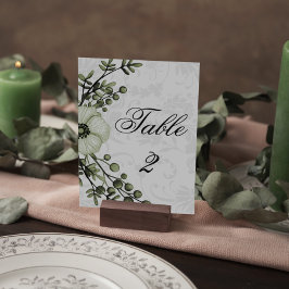 Elegant Boho Green und Damask Wedding Tischnummer