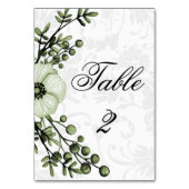 Elegant Boho Green und Damask Wedding Tischnummer (Vorderseite)