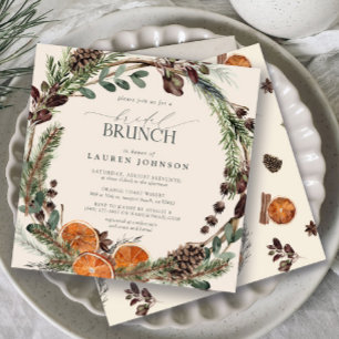 Elegant Boho Greenery Citrus Fall Bridal Brunch Einladung