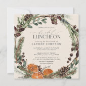 Elegant Boho Greenery Citrus Fall Bridal Luncheon Einladung (Vorderseite)